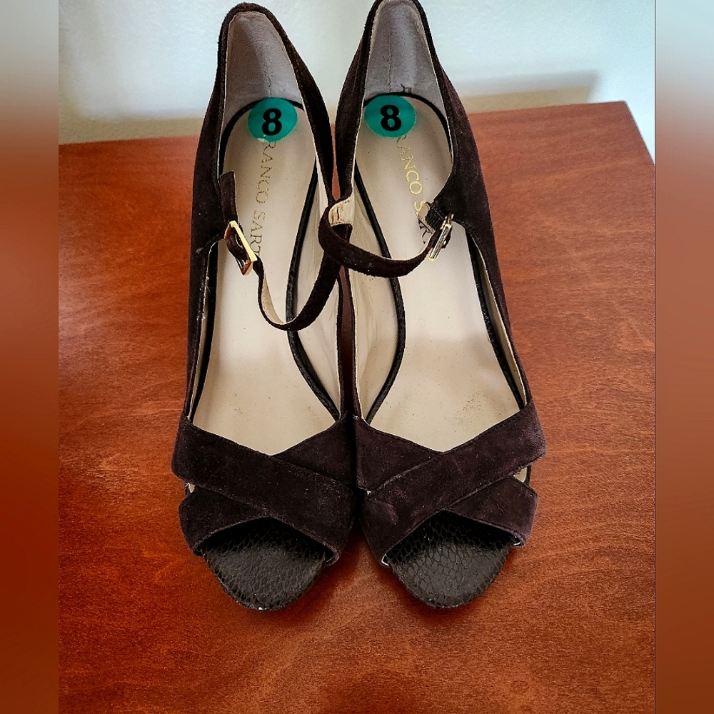 Women's Franco Sarto Brown Suede Leather Open Toe Shoes